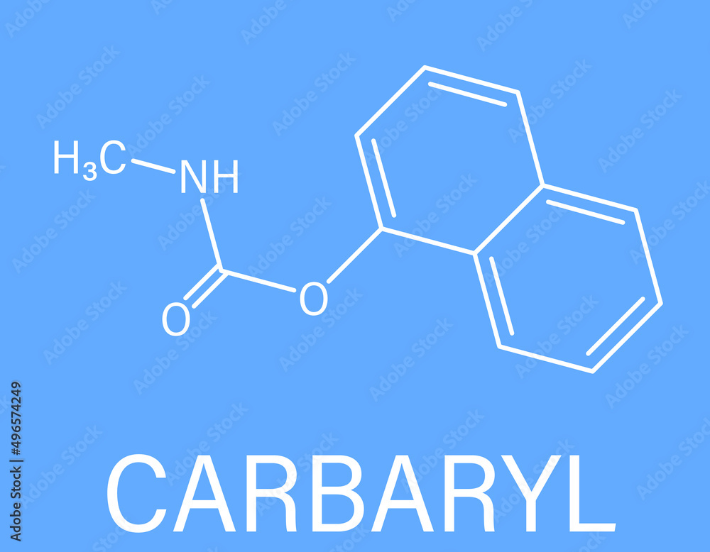 Carbaryl (carbaril) insecticide molecule (carbamate class). Skeletal