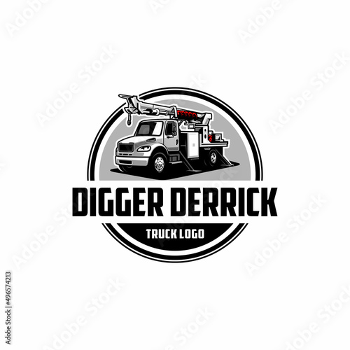 digger derrick truck logo vector