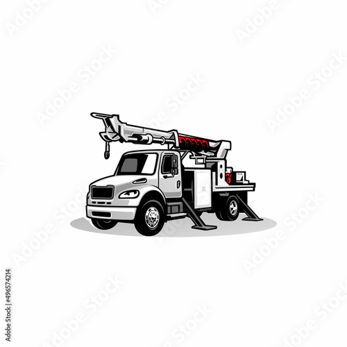 digger derrick truck illustration vector photo