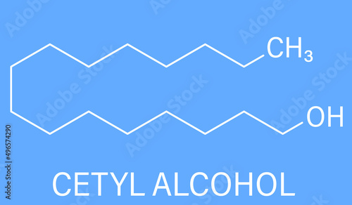 Cetyl (or palmityl) alcohol molecule. Constituent of cetostearyl alcohol (cetearyl alcohol, cetylstearyl alcohol). Skeletal formula.