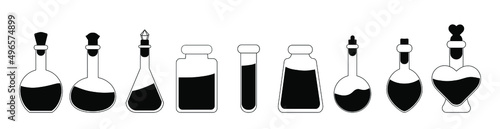 Bottle magic potion simpl logo vector set