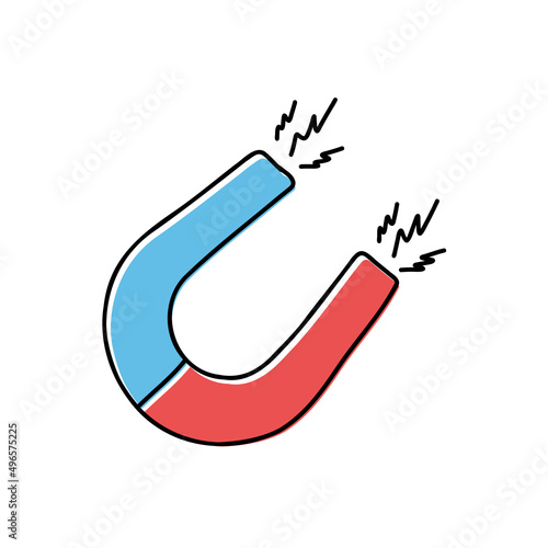 Hand drawn stylish horseshoe magnet isolated on white background