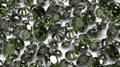 group of gems 3d rendered in actinolite photo