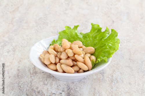 White canned beans for vegan suisine photo