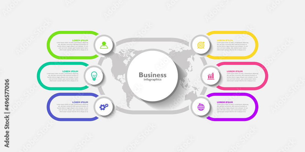 Presentation business infographic flat template circle colorful with 6 step Presentation business infographic flat template circle colorful with 6 step