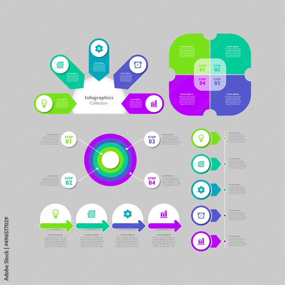 Flat idea infographic element collection Flat idea infographic element collection