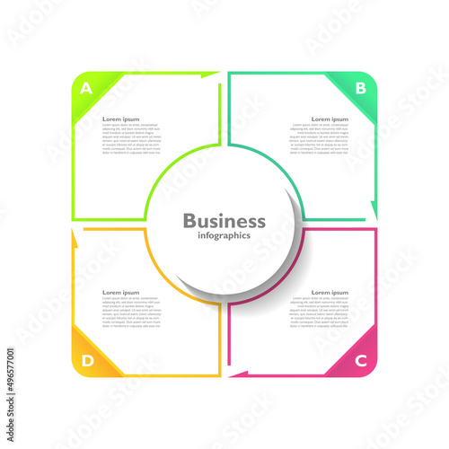 Presentation business infographic flat template colorful with 4 step