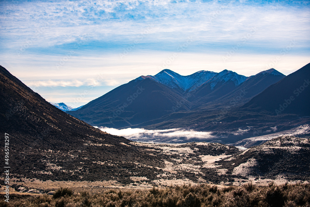 Remote mountain landscape in New Zealand