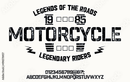 Motorcycle club community logo design.Decorative  font. Vector Illustration.