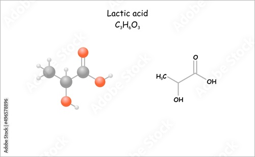 Stylized molecule model/structural formula of lactic acid.