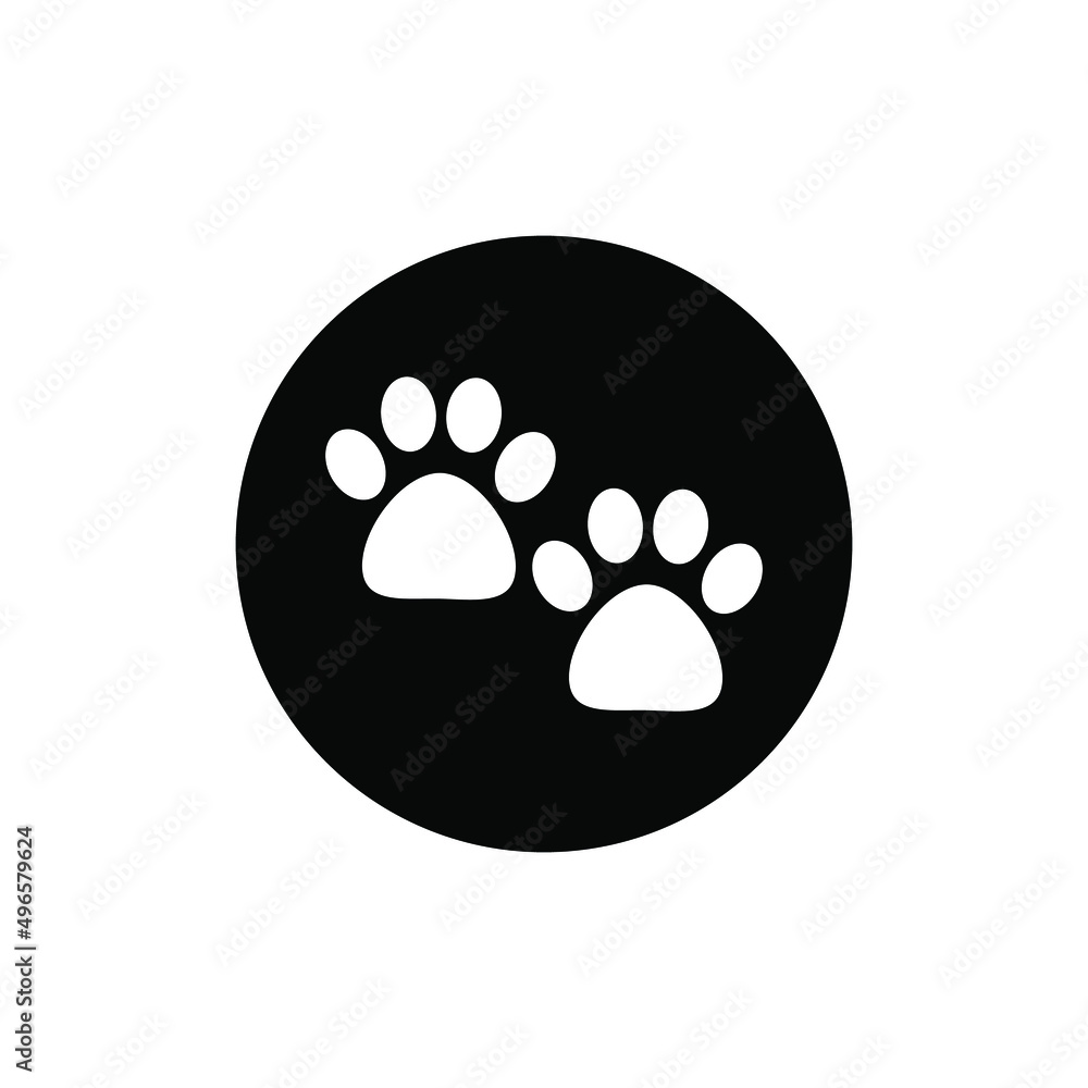 Animal footprint icon circle black color editable.Zoo icon map marker. Animal footprint icon circle black color editable.Zoo icon map marker.