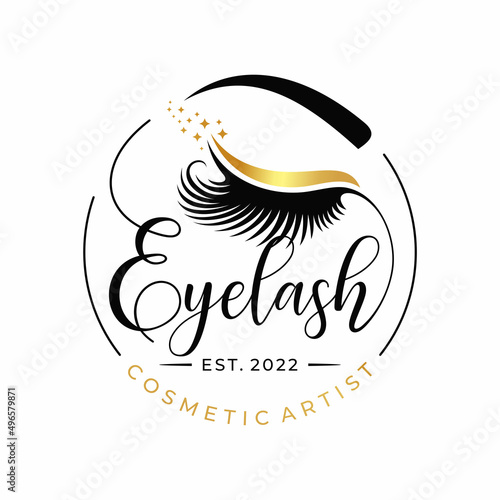 Eyelash extension logo design vector illustration