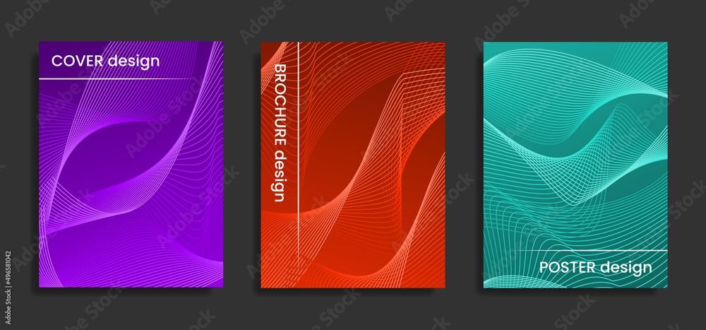 Modern cover design templates. Abstract vector background with guilloche curves. Poster, brochure, trendy fashion design.