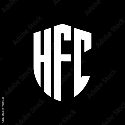 HFC letter logo design. HFC modern letter logo with black background. HFC creative  letter logo. simple and modern letter logo. vector logo modern alphabet font overlap style. Initial letters HFC   photo