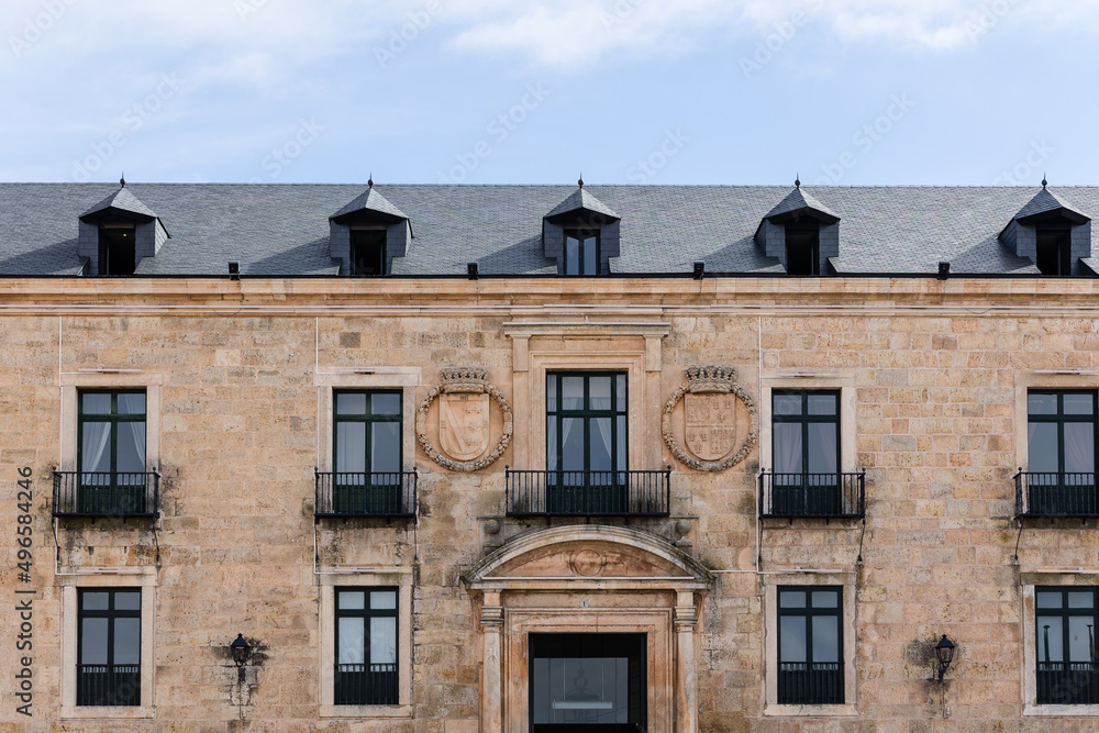 Historic building, converted into a hotel in the village of Lerma in the province of Burgos, Spain