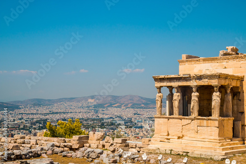 Принти на полотні Panoramic view on Athens from Acropolis, Erechtheion or Temple of Athena Polias