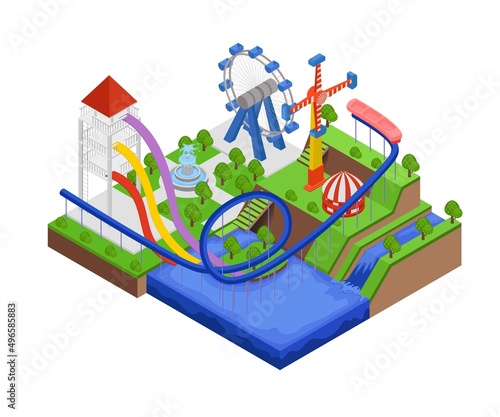 An illustration of an amusement park layout 