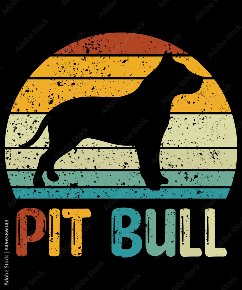 Pit Bull silhouette vintage and retro t-shirt design