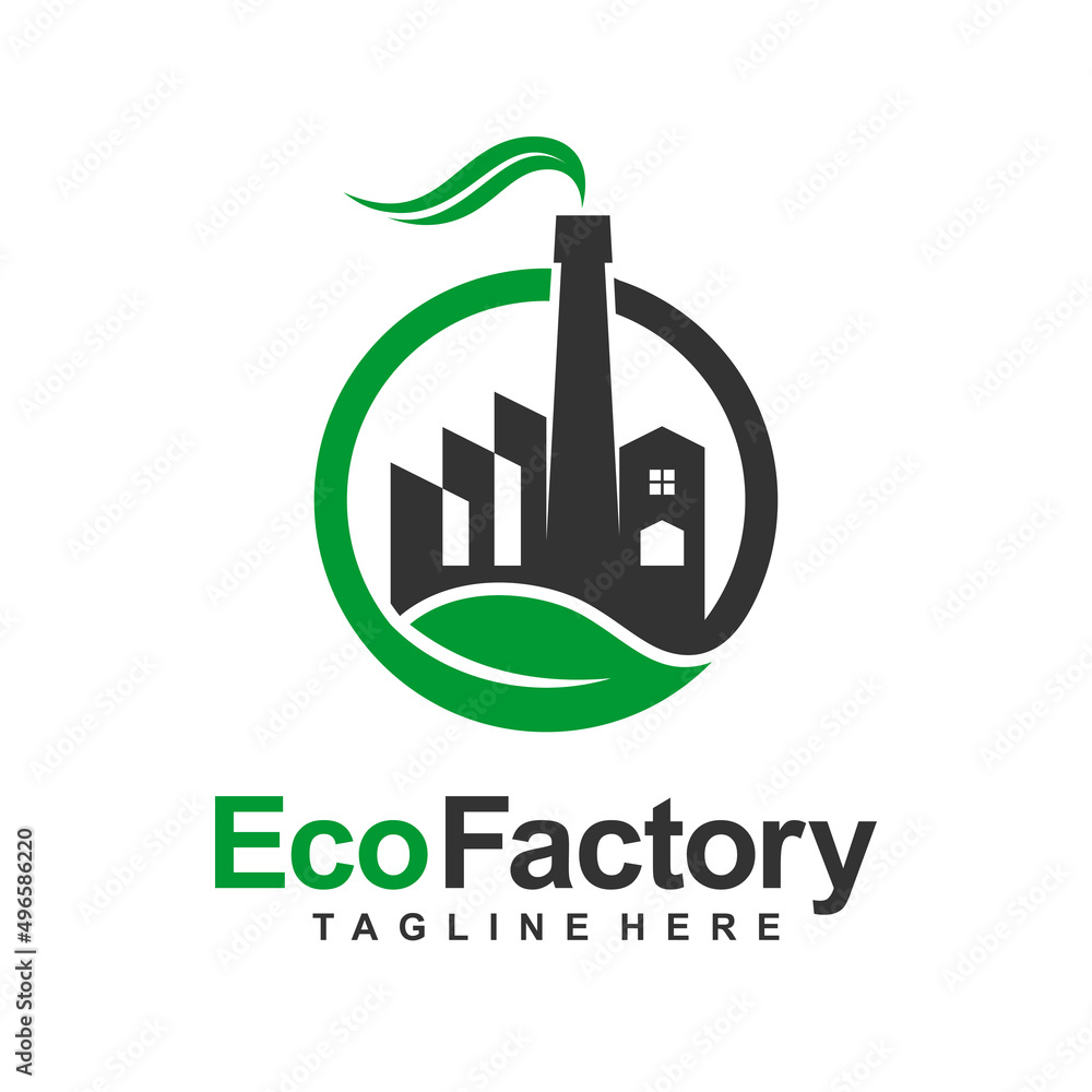 Eco factory logo with leaf concept Eco factory logo with leaf concept