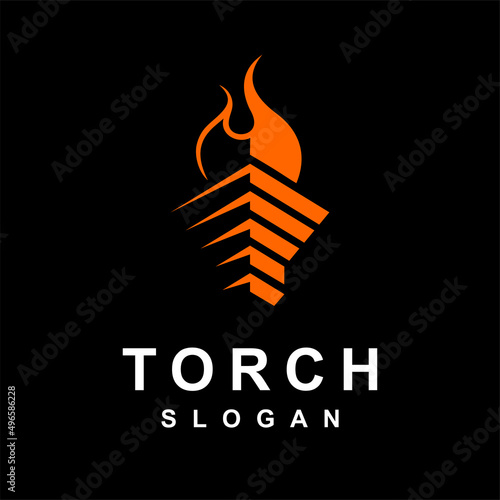 torch logo with simple concept