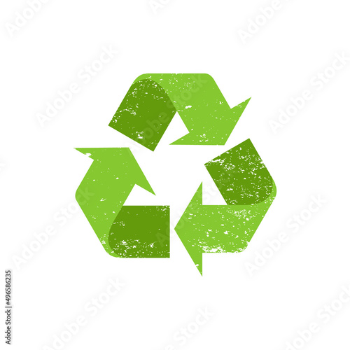 Recycle green grunge stamp. Recycle vintage rubber badge template isolated vector icon