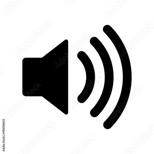 Speaker icon. Simple loudspeaker and sound or voice signals. Vector illustration