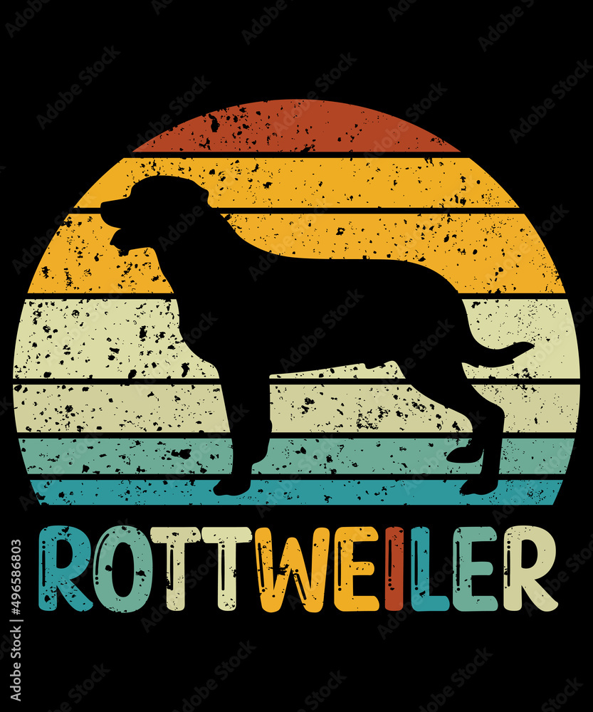 Rottweiler silhouette vintage and retro t-shirt design