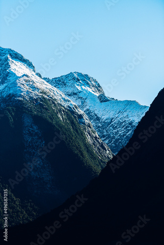 Snow covered peaks in New Zealand