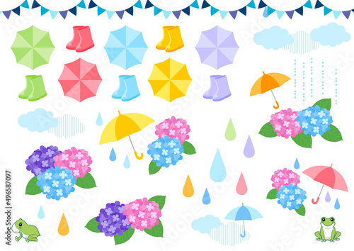 梅雨のアイコンセット