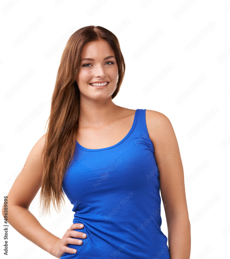 Happy and confident. Cropped shot of an attractive young woman isolated on white. Happy and confident. Cropped shot of an attractive young woman isolated on white.