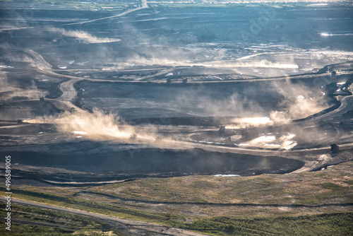 Aerial Ft McMurray surface mining Oilsands Alberta Canada photo