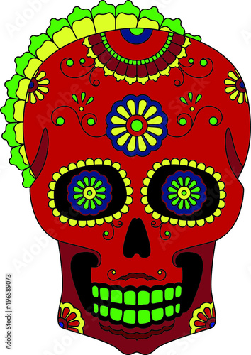 santa muerte, red shugar scull, calavera catrina