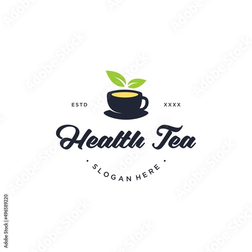 Health tea logo design vector illustration
