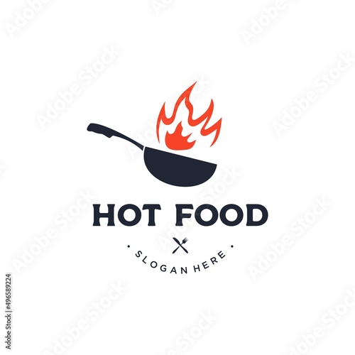 Hot food Logo design vector illustration