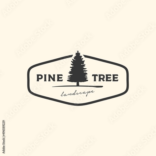 Pine tree badge logo design vector illustration © sampahplastick