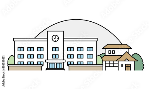 学校の校舎と田舎