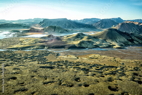 Aerial Iceland volcanic region of glacial meltwater rivers photo