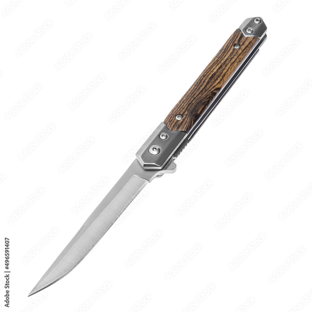 Knife tourist, hunting, tactical, military for survival and self-defense. Steel blade. Wooden handle. An isolated object on a white background. Knife tourist, hunting, tactical, military for survival and self-defense. Steel blade. Wooden handle. An isolated object on a white background.