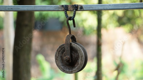 Pulley over an Indian well good for postures and background