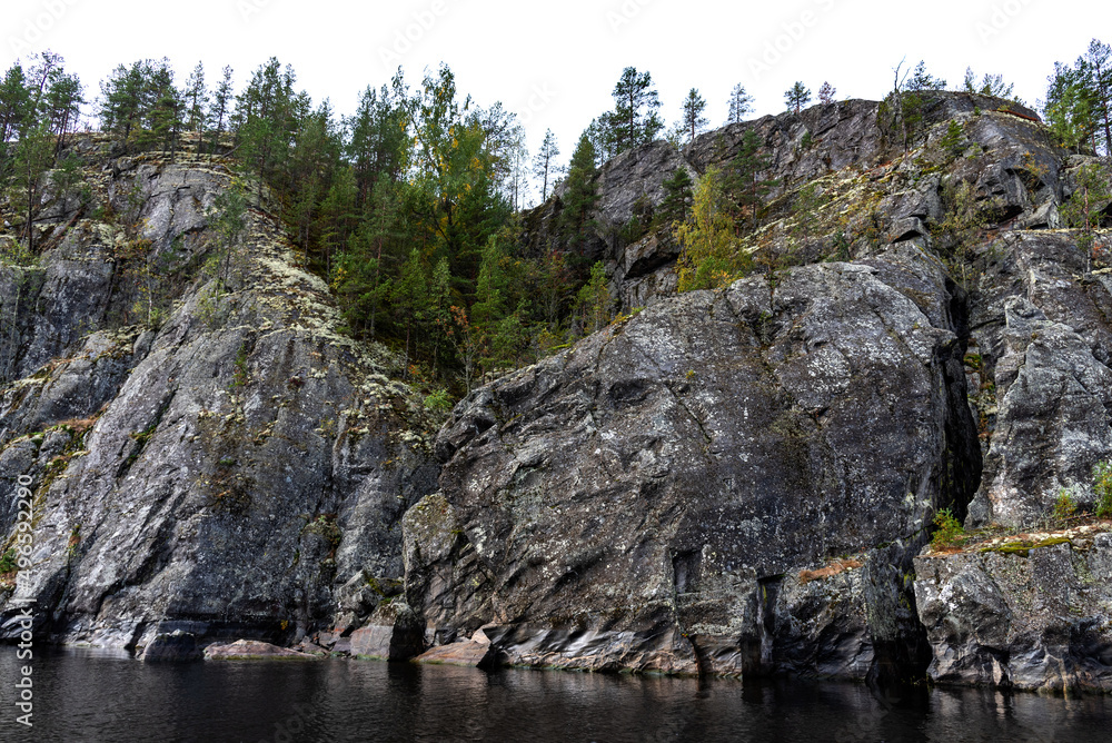 Ladoga Skerries National Park. Beautiful autumn view of Lake Ladoga in the Republic of Karelia.