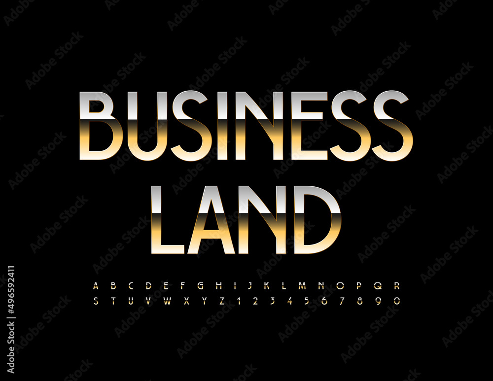 Fototapeta premium Vector golden logo Business Land. Modern Elegant Font. Artistic Alphabet Letters and Numbers set