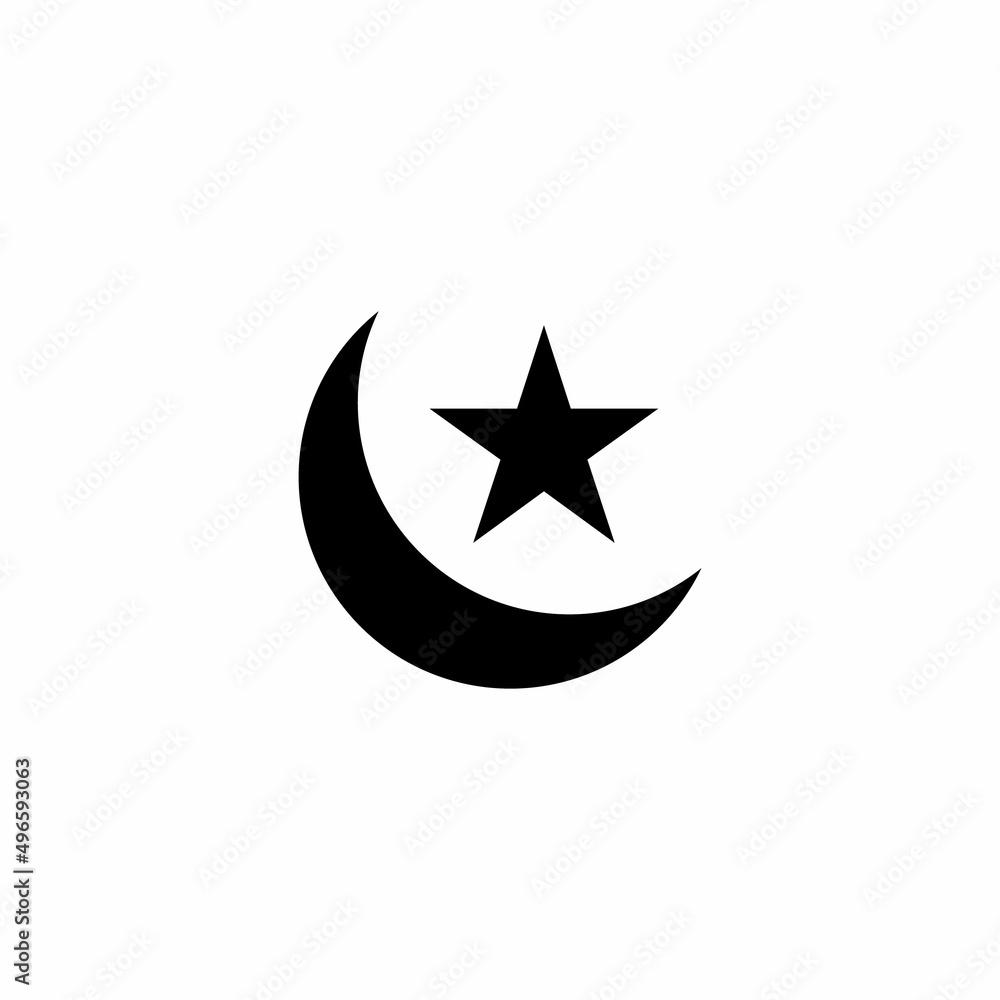 Crescent Moon and Star Icon Vector. Islamic Religious Sign Symbol Crescent Moon and Star Icon Vector. Islamic Religious Sign Symbol
