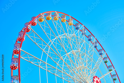 Kharkiv, Ukraine - August 23 2021: Ferris wheel in Gorkiy park