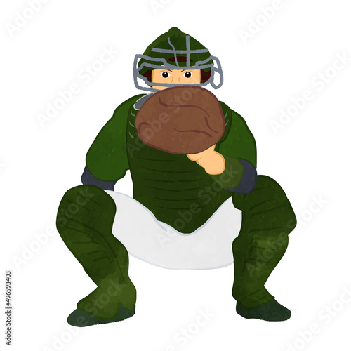 Illustration of a catcher holding a mitt 03