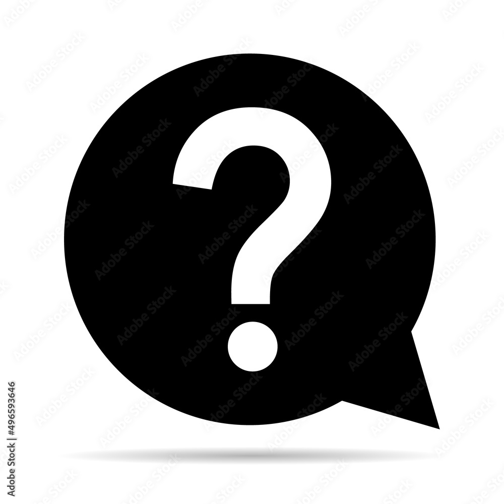 Question icon mark with shadow, help or ask bubble graphic symbol, web faq vector illustration Question icon mark with shadow, help or ask bubble graphic symbol, web faq vector illustration