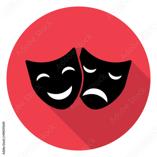 Set of Theater face mask icon shadow, emotion actor comedy and drama symbol, festival sign vector illustration