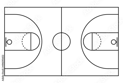 Basketball court icon, floor parquet  area, top american sport symbol, basket field vector illustration