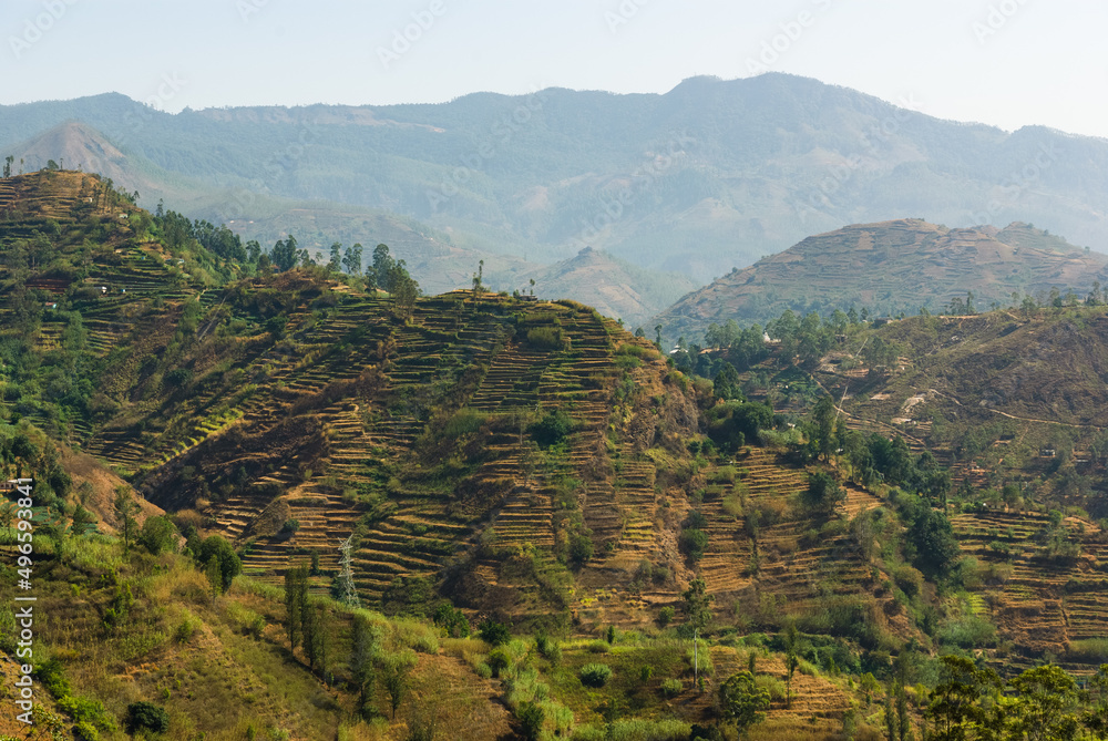 Naklejka premium Tropical mountain landscape in rural Sri Lanka