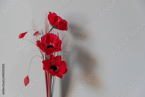 red poppies in a vase - decoration in home 