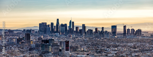 Obraz na plátne Aerial Panorama the rising sun Los Angeles California
